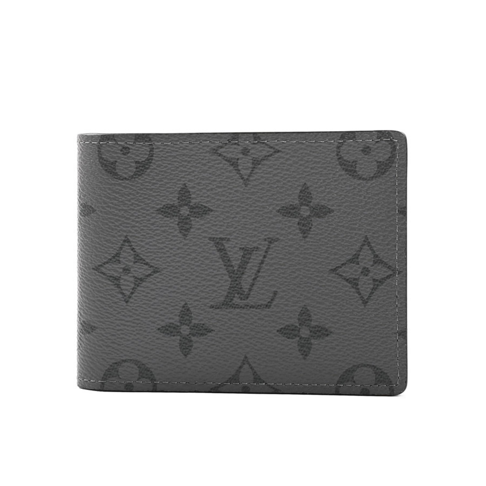 Louis Vuitton Portefeuille Slender Billfold Wallet Leather Black Gray